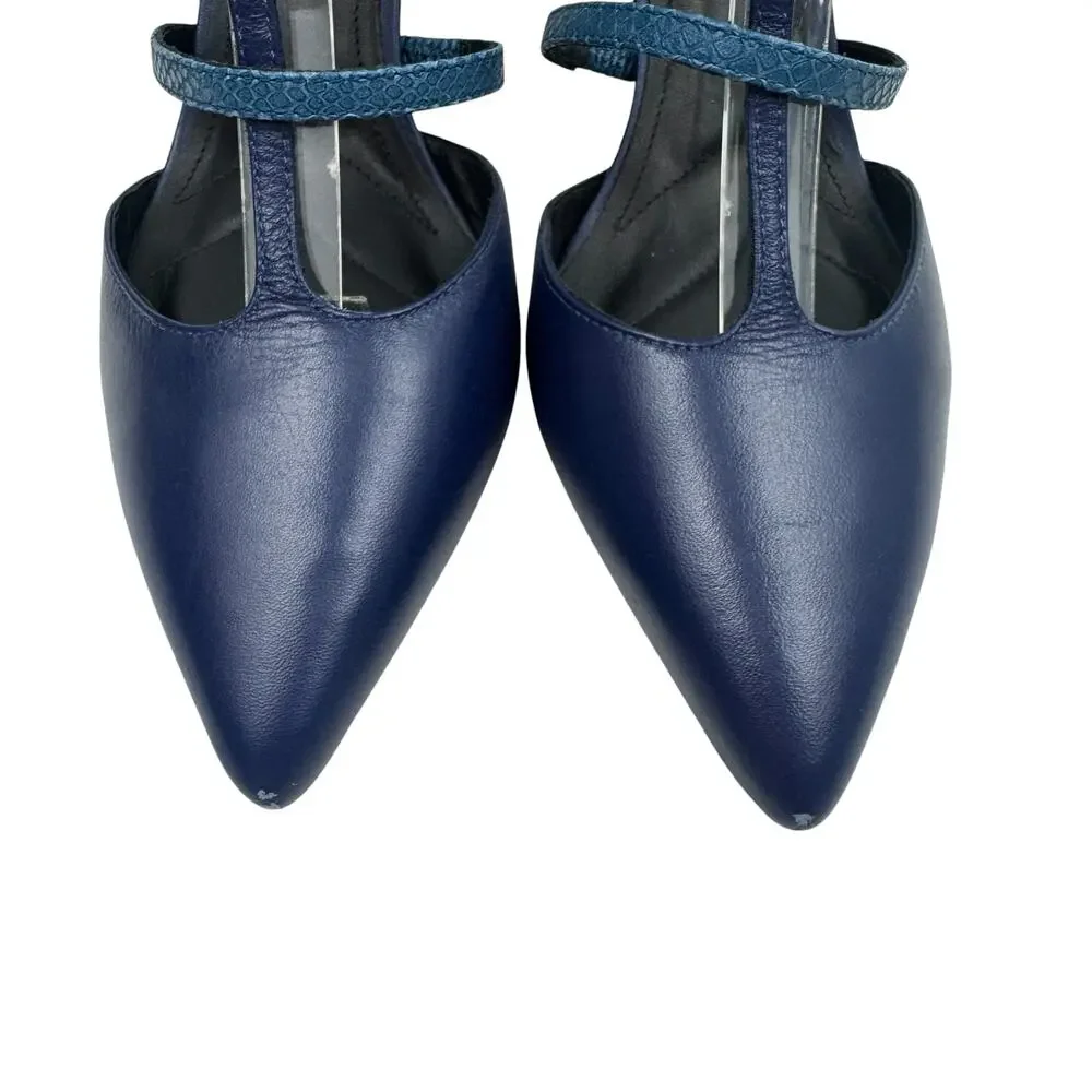 Anthropologie blue leather